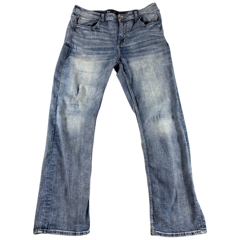 BKE Tyler Jeans Mens 36x34 Blue Washed Faded Distressed Western Workwear Grunge